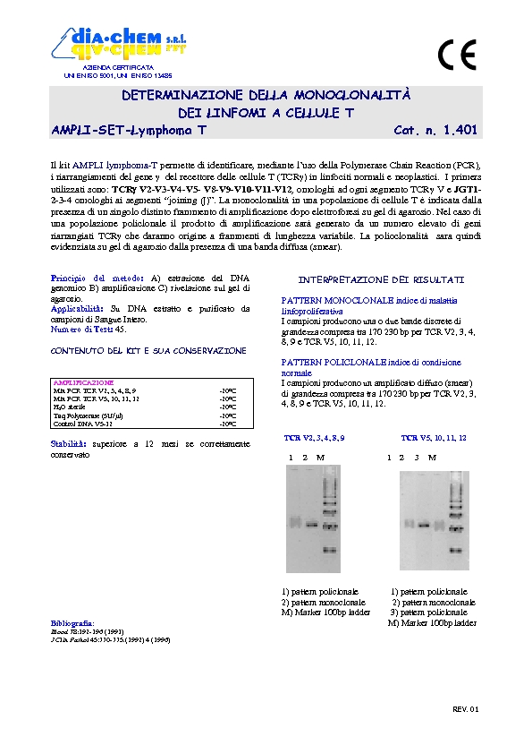 1.401 Ampli set Lymphoma T-cell receptor Υ