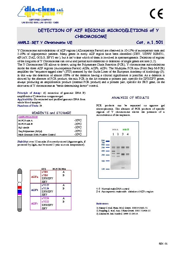 1.501 Ampli set Y Chromosome deletion UE