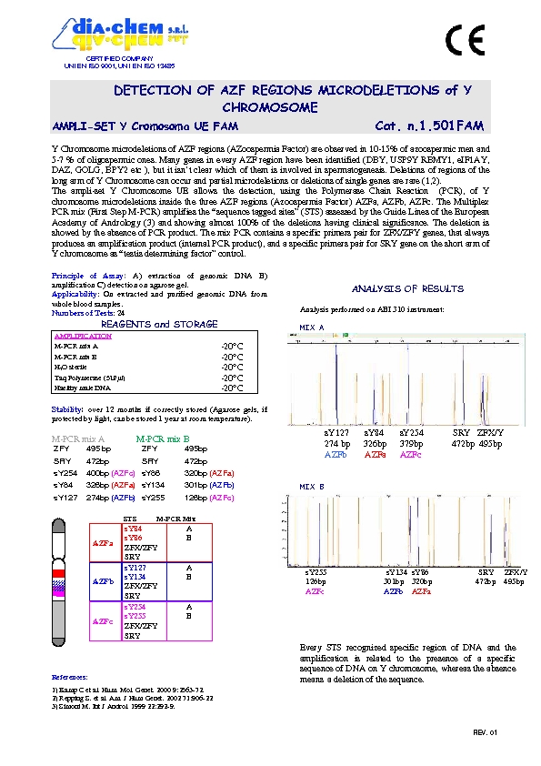 1.501FAM* Ampli set Y Chromosome deletion UE                                                         